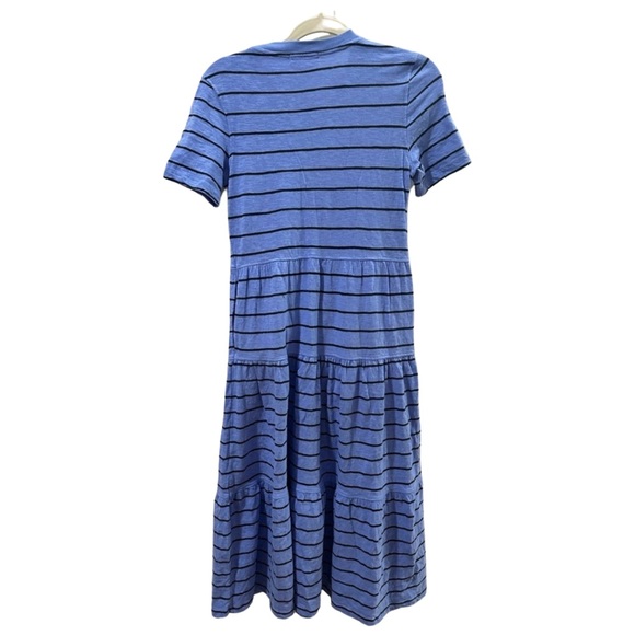 Marine Layer Sadie Vintage Slub blue stripe short sleeve Midi Dress XS - Picture 2 of 7